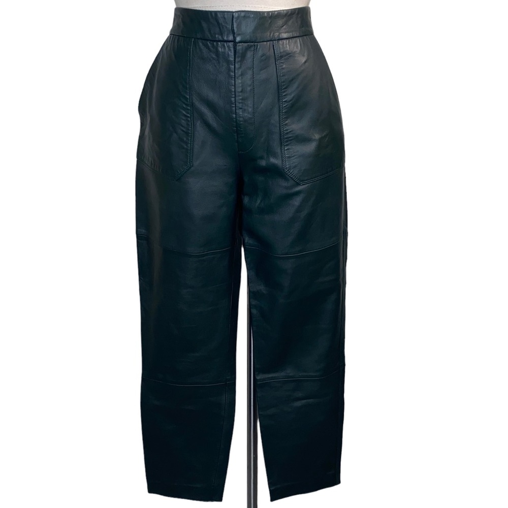 Zara Dark Green Women’s Leather Pants A21